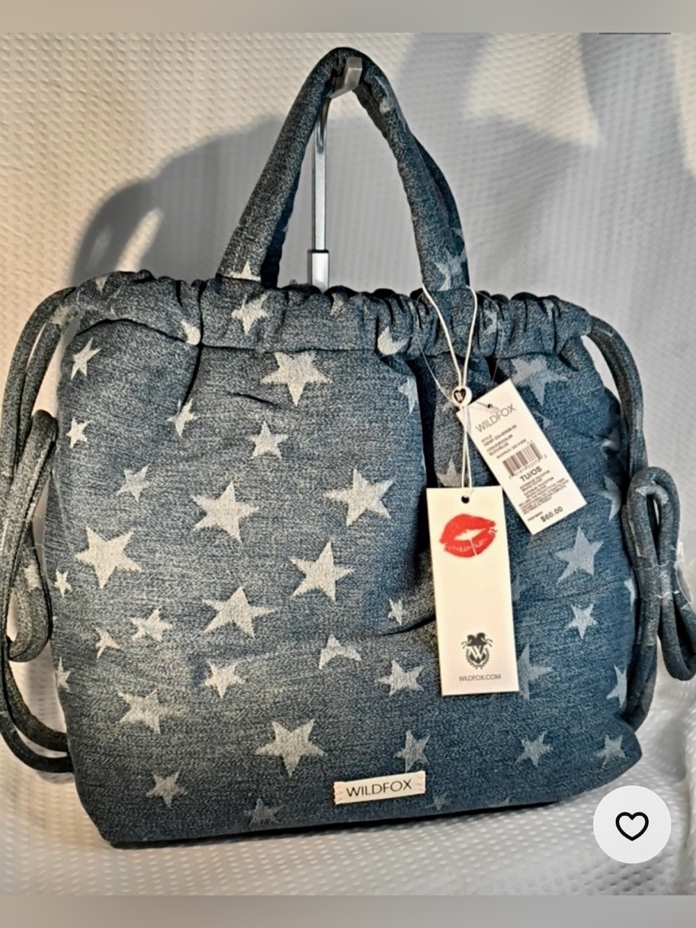 WILDFOX Blue Star Pattern Drawstring Tote Bag/Backpack